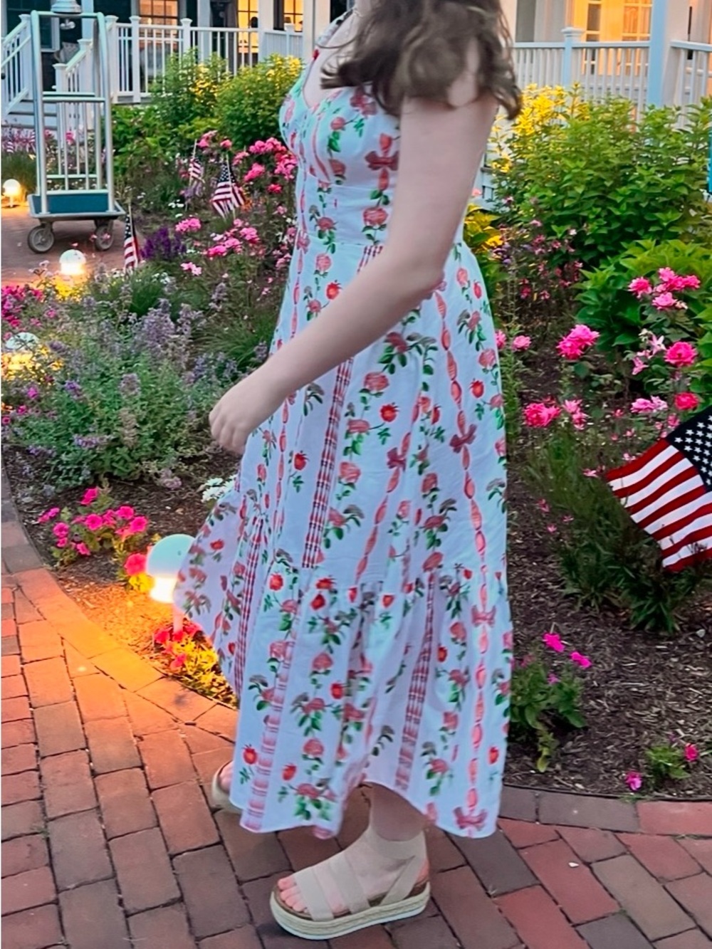 Hill House Pink and Green Floral Striped Midi Dress - Picture 15 of 16